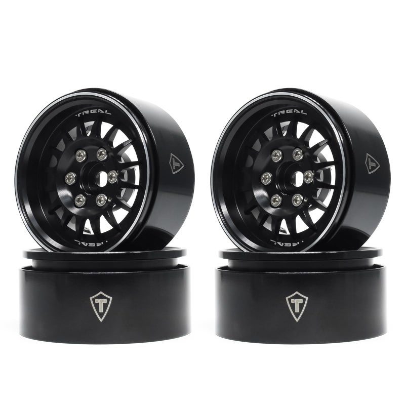 TREAL 19 Beadlock Wheel Rims Heavy Duty Multi Spoke CNC 19 Inch Wheels4P for 110 RC Crawler TRX4 SCX10 III SCX10 PRO SCX10 II Type NBlack - Image 2