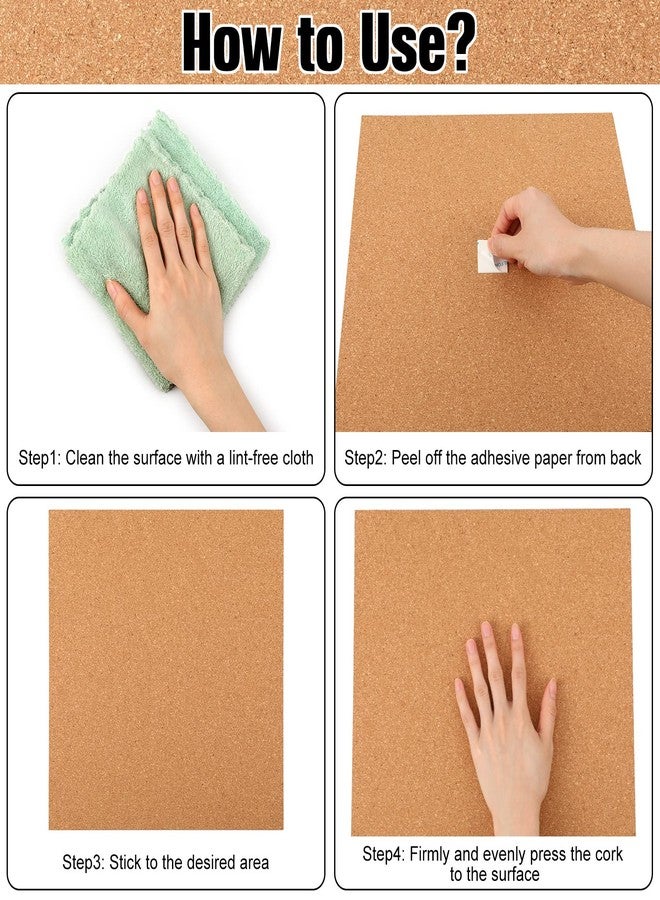 Fainne 16 Pieces Cork Board Tiles 12 x 12 Square Bulletin 1/4" Thick Cork Board with 80 Self Adhesive Squares Included for Office, School and Home - Image 4