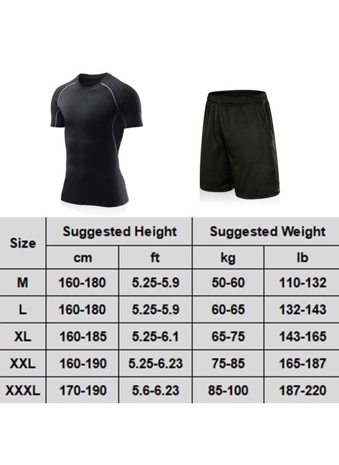 GGEROU Men’s Compression Shirts Short Sleeve and Athletic Running Shorts Set, Athletic Compression Tops, Quick Dry Workout Sets for Men and Boy  - Image 4