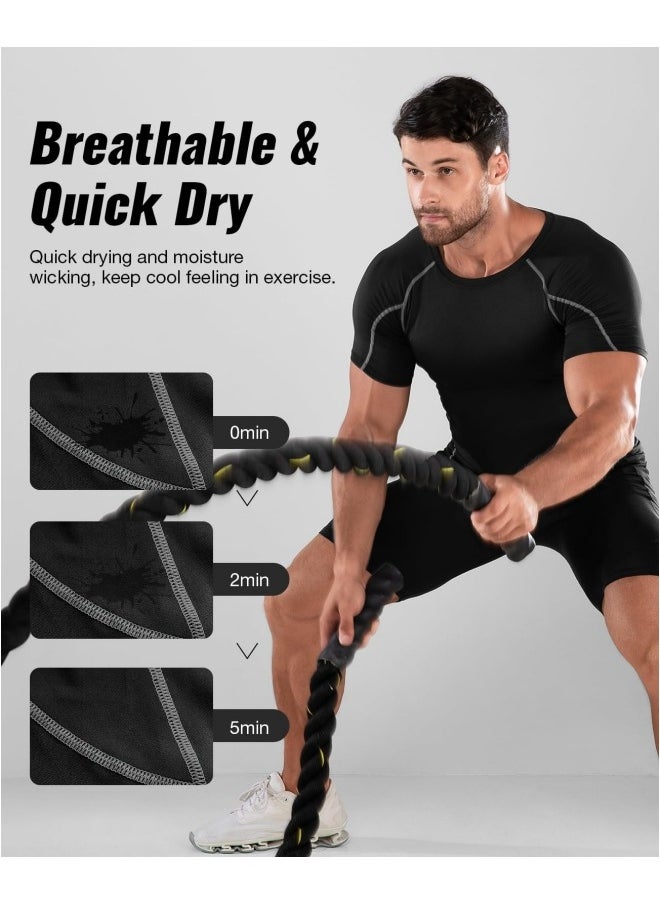 GGEROU Men’s Compression Shirts Short Sleeve and Athletic Running Shorts Set, Athletic Compression Tops, Quick Dry Workout Sets for Men and Boy  - Image 3