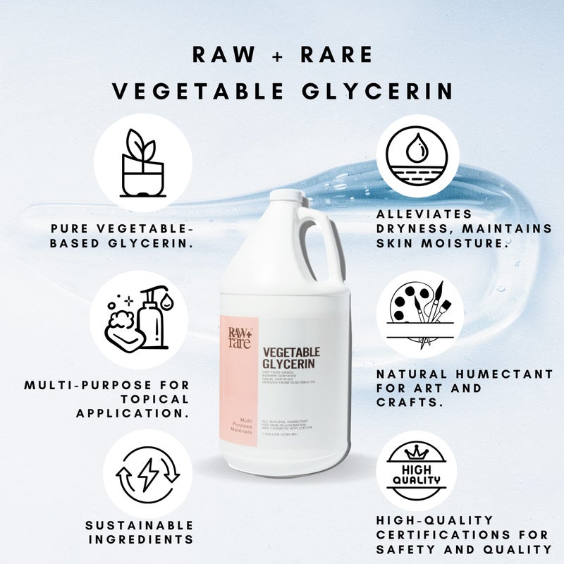 Raw Plus Rare Natural Glycerin for Skin and Face, Bulk Gallon (128 fl oz), USP Food Grade/Cosmetic Grade, for Hair, Skin, Crafts, Soap Base Oil - Kosher, Halal and Pharmaceutical Grade - Image 3