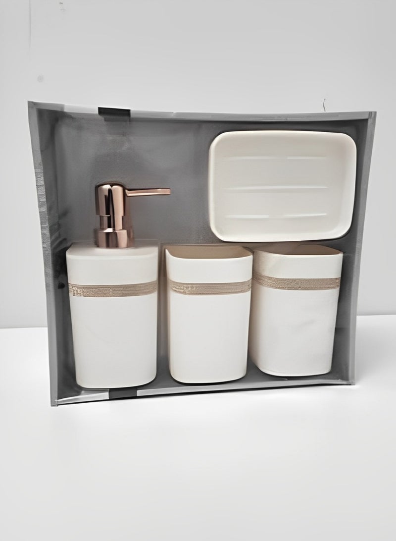 4 Piece Bathroom Accessories Set,Off White  - Image 2