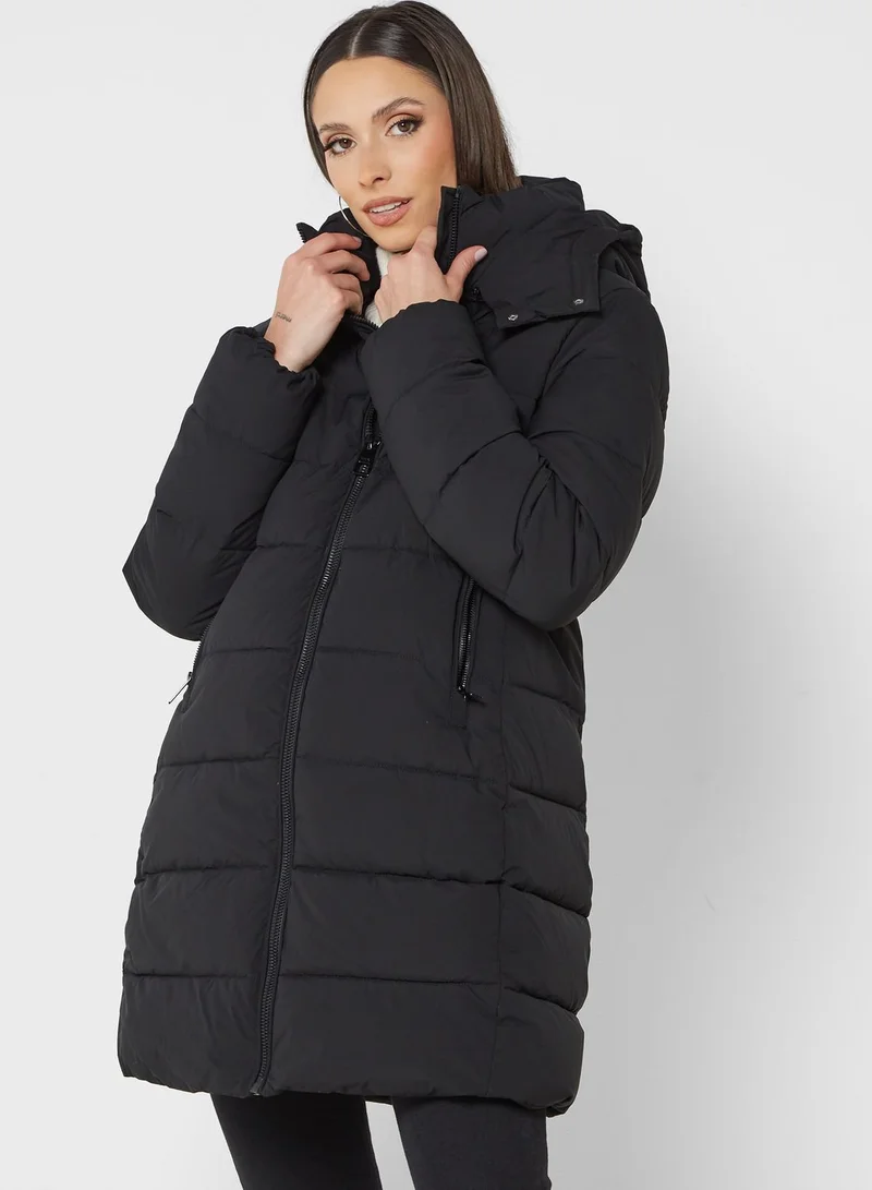 MANGO Longline Quilted Coat
