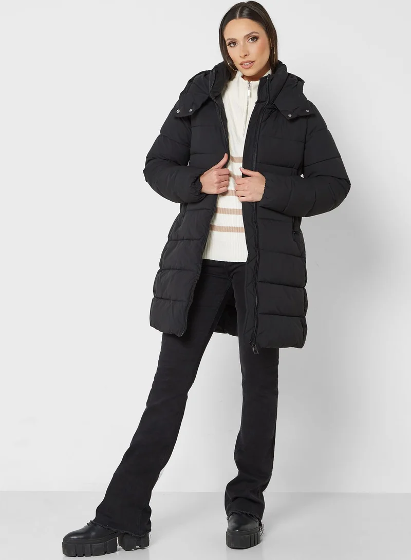 MANGO Longline Quilted Coat