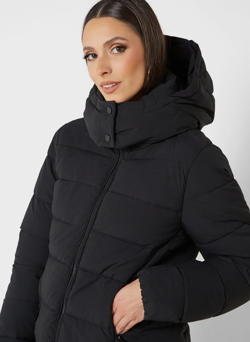 MANGO Longline Quilted Coat