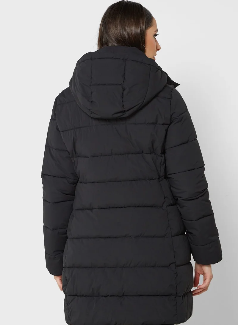 MANGO Longline Quilted Coat