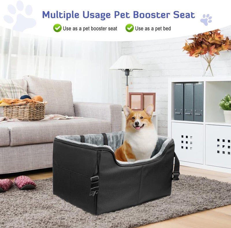 INFANZIA Dog Booster Car Seat for Small Medium Dogs, Elevated Pet Car Seats with Safety Leash for Pets Under 45Lbs, Washable Lookout Puppy Travel Seat with Storage Pockets (Medium, Black) - Image 4