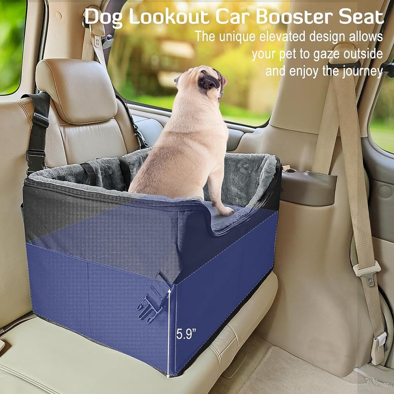 INFANZIA Dog Booster Car Seat for Small Medium Dogs, Elevated Pet Car Seats with Safety Leash for Pets Under 45Lbs, Washable Lookout Puppy Travel Seat with Storage Pockets (Medium, Black) - Image 2