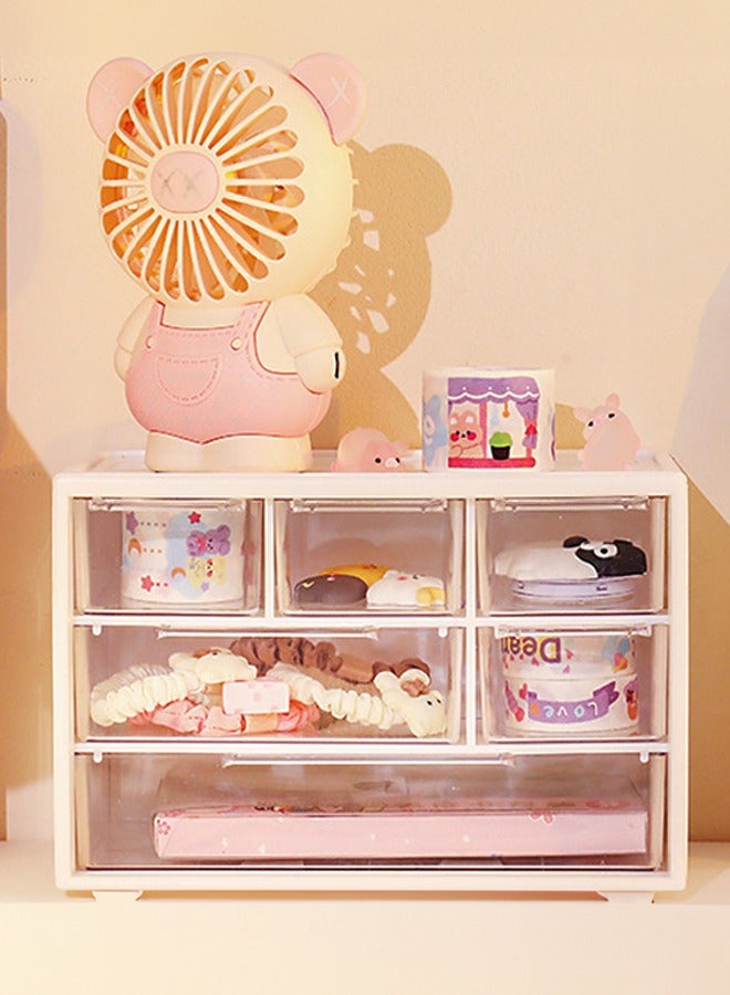 أوكيوز صندوق تخزين مستحضرات التجميل شفاف وشفاف مع درج لتخزين الأدوات المكتبية وإكسسوارات الشعر والمجوهرات باللون الأصفر - Image 3