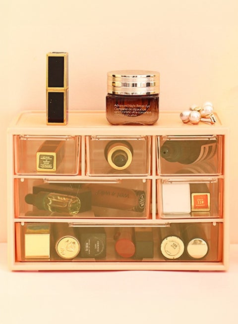 Cosmetic Storage Box Drawer Desktop Transparent Visible Storage Box Can Store Sundries Stationery Hair Accessories Jewelry Yellow