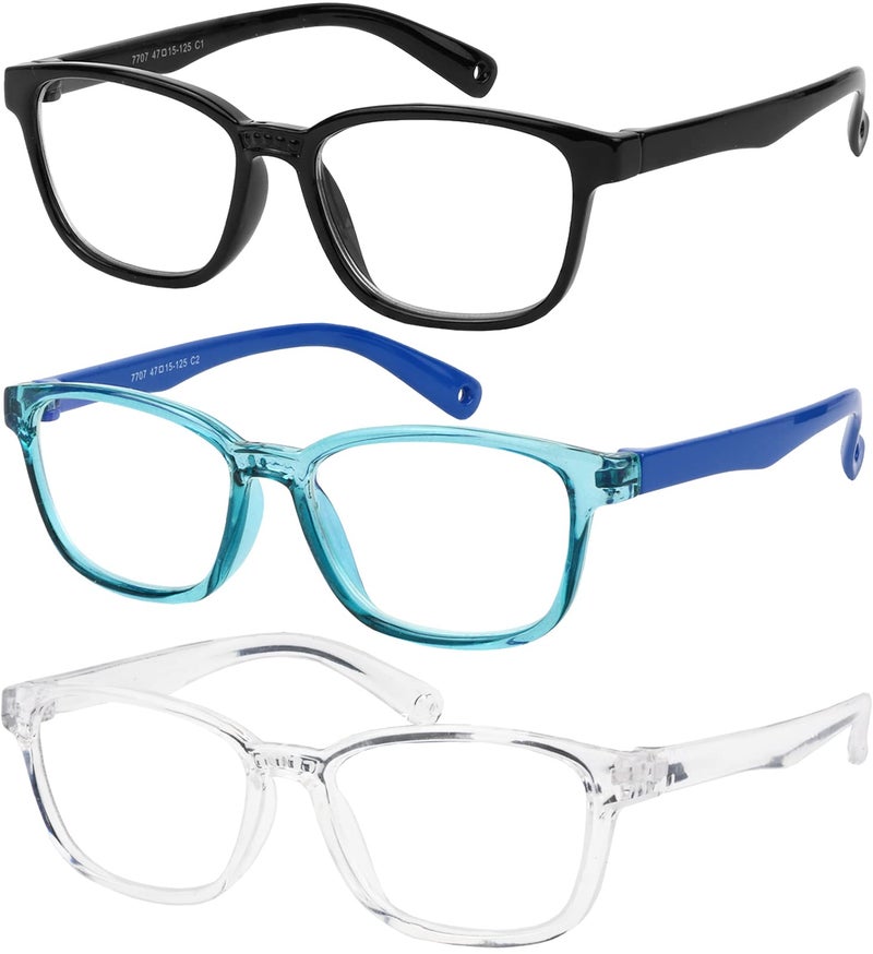Yogo Vision Blue Light Blocking Glasses for Kids UV Protection Girls Boys Blue Light Glasses Anti Eyestrain 3 Pack