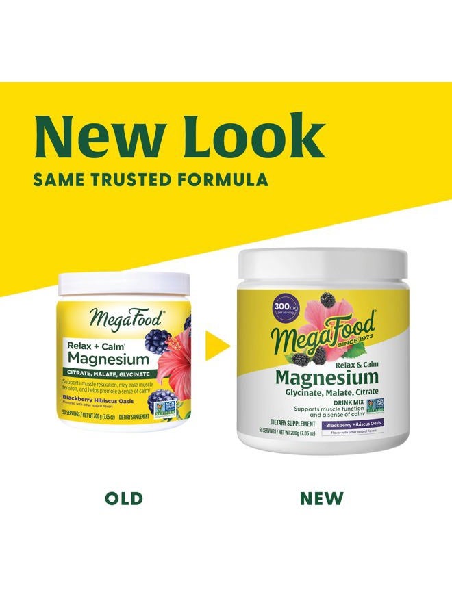 MegaFood Relax + Calm Magnesium Powder - Highly Absorbable Magnesium Glycinate, Magnesium Citrate & Magnesium Malate - Without 9 Food Allergens - Blackberry Hibiscus Oasis - 7.05 Oz (50 Servings) - Image 3