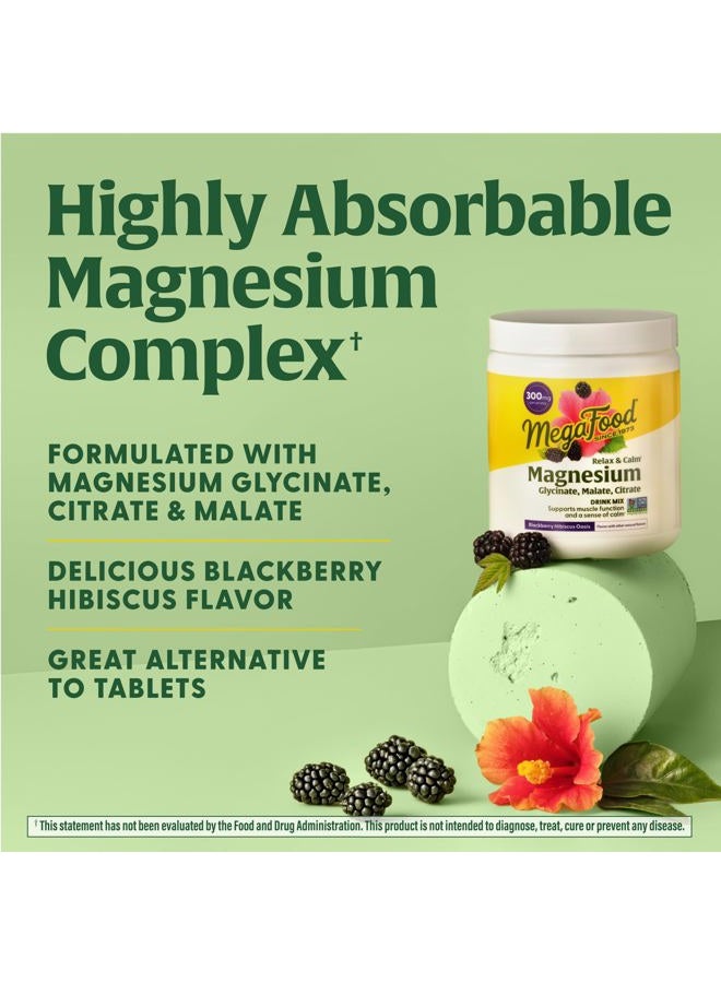 MegaFood Relax + Calm Magnesium Powder - Highly Absorbable Magnesium Glycinate, Magnesium Citrate & Magnesium Malate - Without 9 Food Allergens - Blackberry Hibiscus Oasis - 7.05 Oz (50 Servings) - Image 5