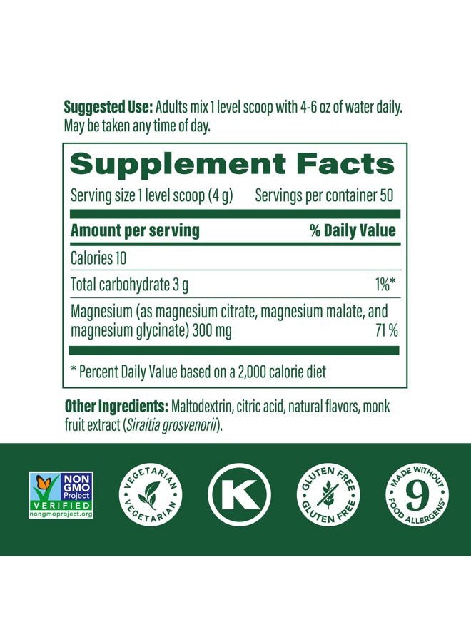MegaFood Relax + Calm Magnesium Powder - Highly Absorbable Magnesium Glycinate, Magnesium Citrate & Magnesium Malate - Without 9 Food Allergens - Blackberry Hibiscus Oasis - 7.05 Oz (50 Servings) - Image 2