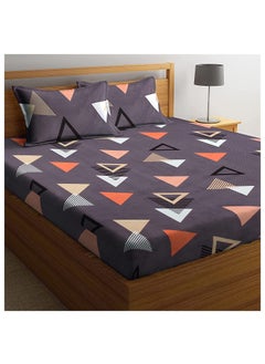 RVANS CREATIONS Rvans Creations Elastic Fitted Glace Cotton All Around Printed Full Length Single Bedsheet With One Pillow Covers48X72X6 Geomatric Yellow  - Image 3