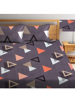 RVANS CREATIONS Rvans Creations Elastic Fitted Glace Cotton All Around Printed Full Length Single Bedsheet With One Pillow Covers48X72X6 Geomatric Yellow  - Image 2