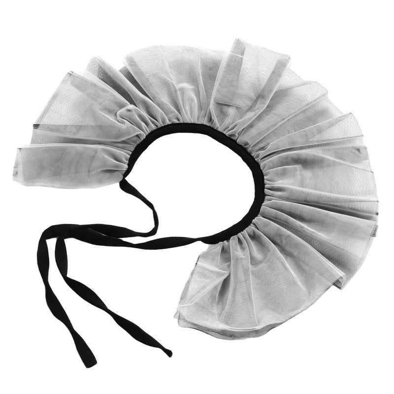 2pcs Retro Mesh Clown Neck Collar Black And White Tulle Layered Fake Collar Detachable Costume Accessory For Cosplay And Parties - Image 4