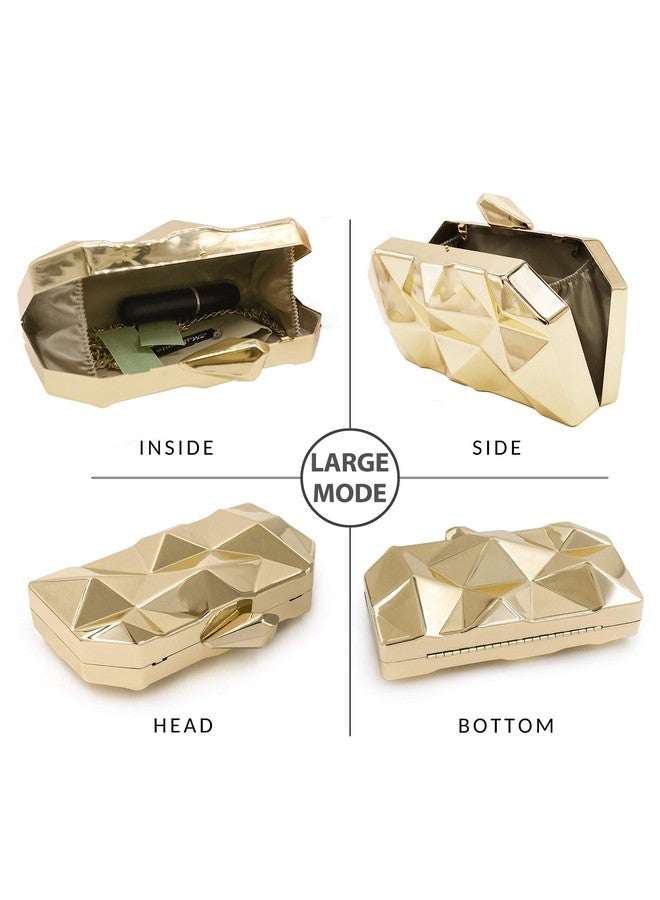 Milisente Women's Clutch Purses Metallic Bridal Party Evening Clutches Bags Cocktail Formal Handbags(Large Gold) - Image 3