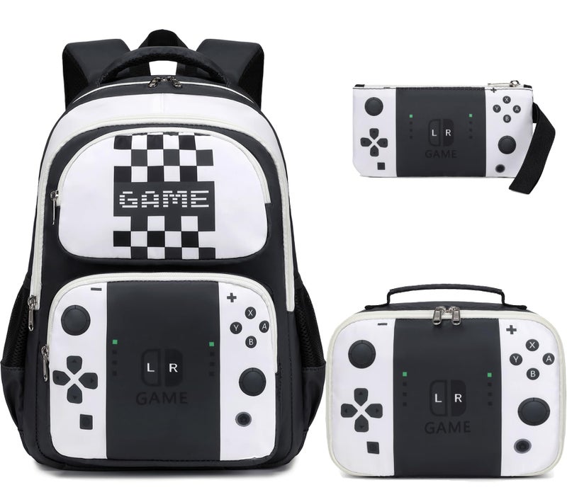 JIANYA Kids Backpack for School Boys Gamer School Bag for Elementary Kids Children 3pcs Boys Backpack with Lunch Box Pencil Case - Image 2