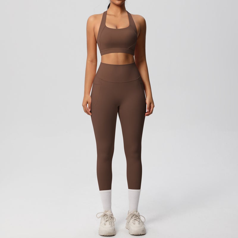 Women's Yoga Tracksuit Set - Breathable Sports Bra & Pocket Leggings - Image 2