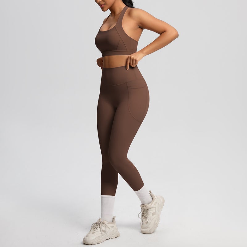 Women's Yoga Tracksuit Set - Breathable Sports Bra & Pocket Leggings - Image 3