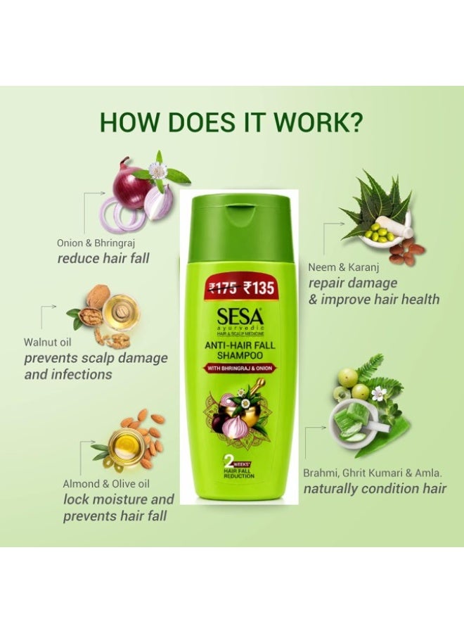 SESA Ayurvedic Anti Hair Fall Shampoo 200ml | With Bhringraj & Onion Extract | 6 Herbal Formula for Reduces Hair Fall, Strengthens Hair & Controls Frizz - Image 4