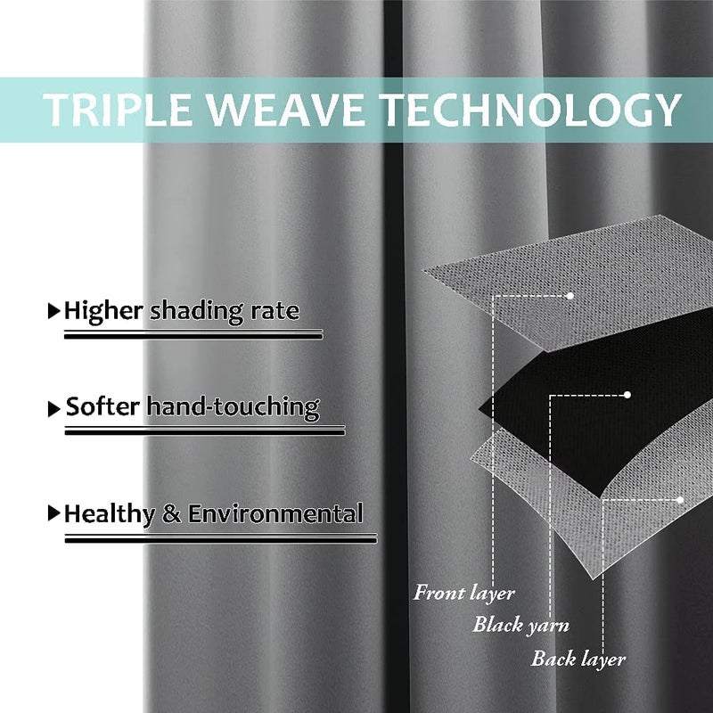 BFAM Store Thermal Insulated Ring 100 Blackout Curtain for Bedroom with Black Liner Double Layer Full Room Darkening Window and Door Noise reducing CurtainsRing pardaSold as 1 LGrey - Image 5