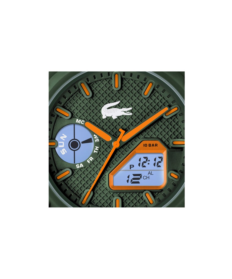 Round Analog-Digital Men'S Stainless Steel And Khaki Tr90 Case Watch