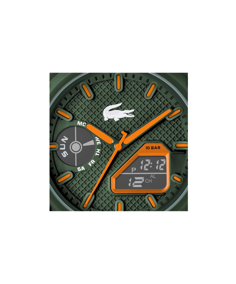 Round Analog-Digital Men'S Stainless Steel And Khaki Tr90 Case Watch