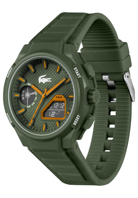 Round Analog-Digital Men'S Stainless Steel And Khaki Tr90 Case  Watch