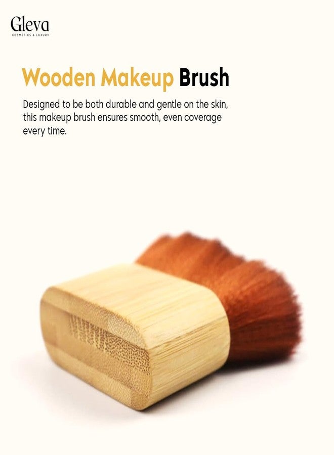 Gleva Kabuki Brush For Self Tanner Cream Bronzer Powder Foundation Blush Liquid Foundation Cosmetic Brush For Face And Body, Blend Tanning Applicator (Wooden) - Image 2