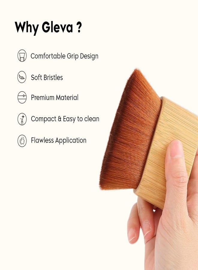 Gleva Kabuki Brush For Self Tanner Cream Bronzer Powder Foundation Blush Liquid Foundation Cosmetic Brush For Face And Body, Blend Tanning Applicator (Wooden) - Image 3