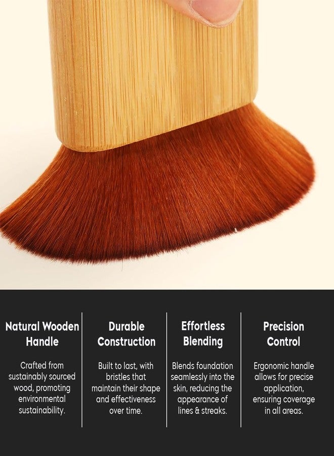 Gleva Kabuki Brush For Self Tanner Cream Bronzer Powder Foundation Blush Liquid Foundation Cosmetic Brush For Face And Body, Blend Tanning Applicator (Wooden) - Image 4