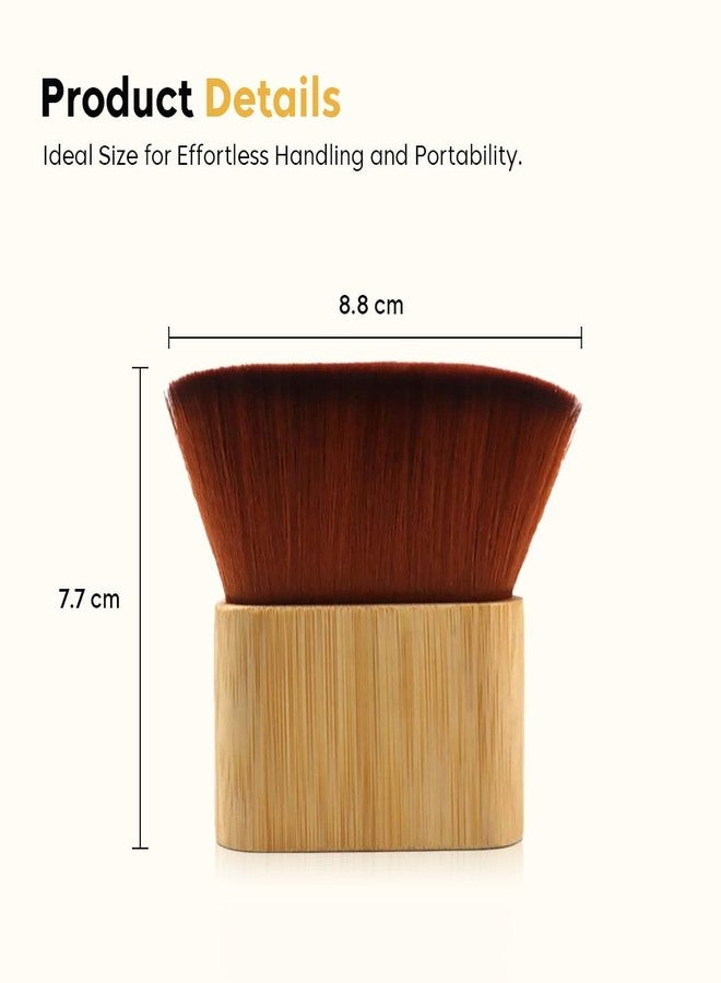 Gleva Kabuki Brush For Self Tanner Cream Bronzer Powder Foundation Blush Liquid Foundation Cosmetic Brush For Face And Body, Blend Tanning Applicator (Wooden) - Image 5