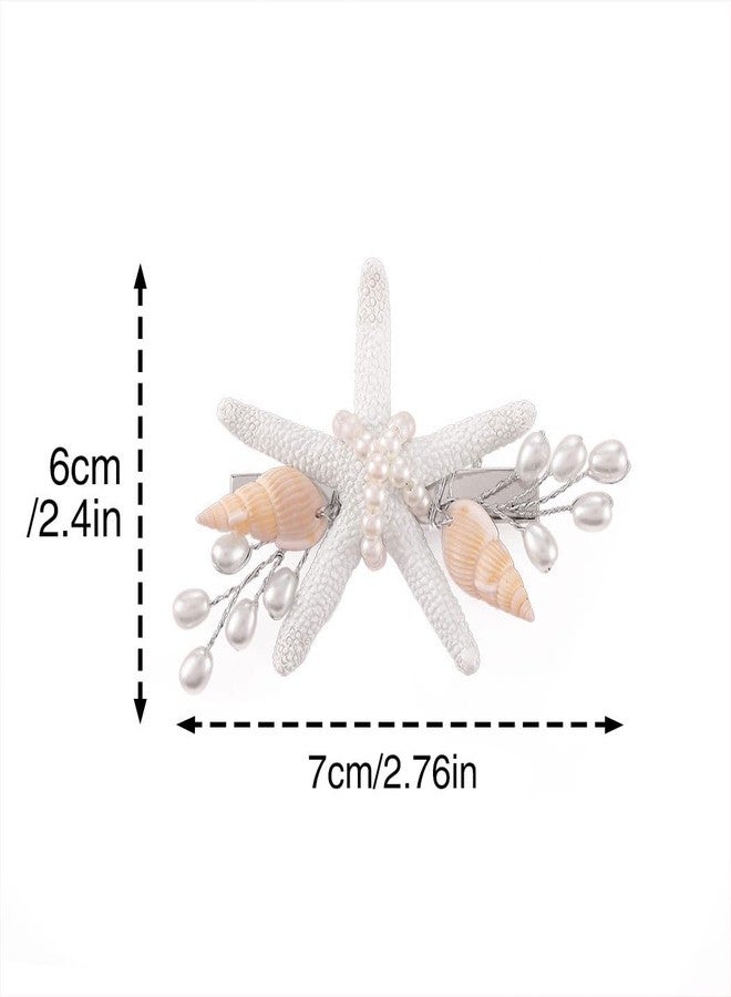 Gorais Starfish Beach Wedding Hair Clip Silver Pearl Bridal Hair Piece Conch Hair Decoration Hair Accessories for Bride and Flower Girls (Pack of 1) - Image 2