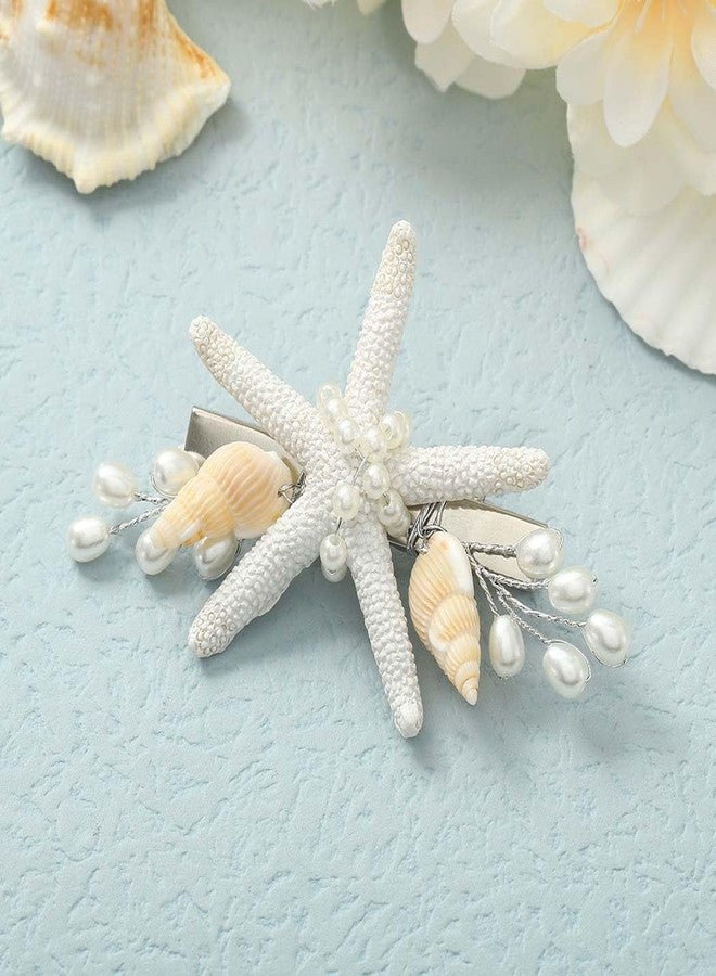 Gorais Starfish Beach Wedding Hair Clip Silver Pearl Bridal Hair Piece Conch Hair Decoration Hair Accessories for Bride and Flower Girls (Pack of 1) - Image 5