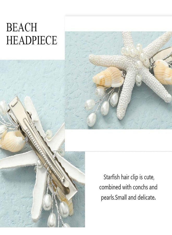 Gorais Starfish Beach Wedding Hair Clip Silver Pearl Bridal Hair Piece Conch Hair Decoration Hair Accessories for Bride and Flower Girls (Pack of 1) - Image 3