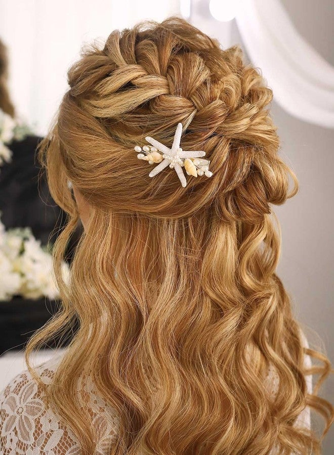 Gorais Starfish Beach Wedding Hair Clip Silver Pearl Bridal Hair Piece Conch Hair Decoration Hair Accessories for Bride and Flower Girls (Pack of 1) - Image 4