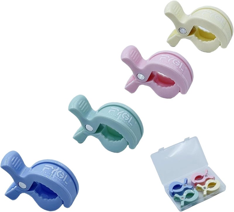 FYGL Universal Stroller Clips | 4PCS Multiuse Fasteners for Pram Toys, Sun Shades, and Blankets - Mix Colors - Image 1