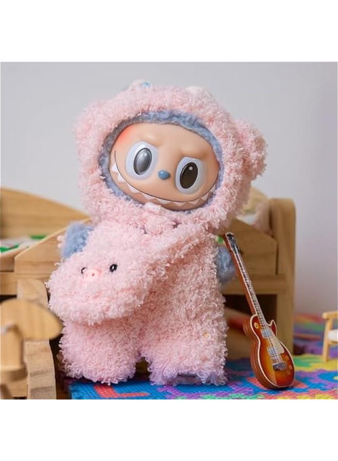 Adorable Cartoon Animal Series Outfit for 17cm Labubu Plush Doll - Birthday Gift for Kawaii Fans (Pink )