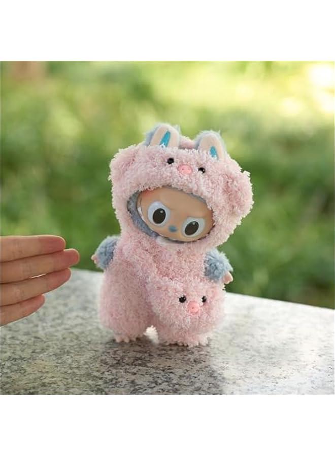 Adorable Cartoon Animal Series Outfit for 17cm Labubu Plush Doll - Birthday Gift for Kawaii Fans (Pink )