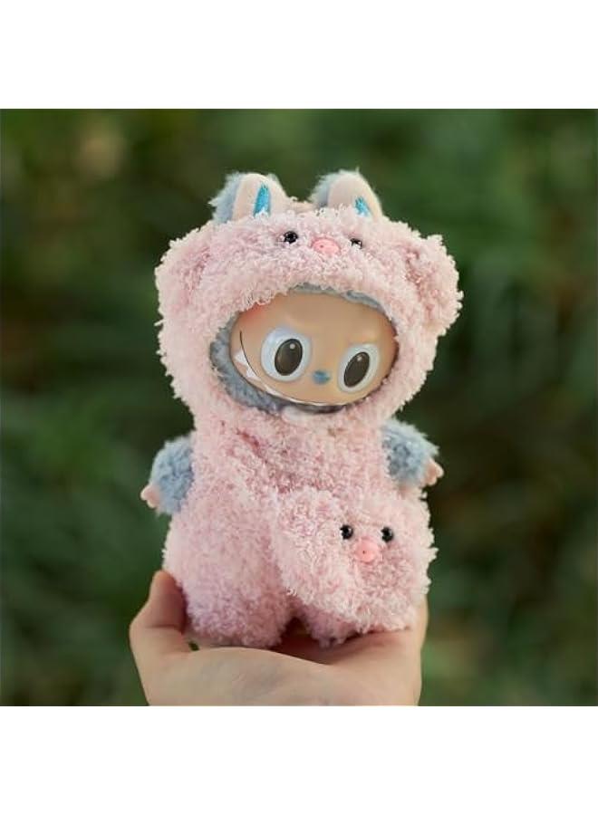 Adorable Cartoon Animal Series Outfit for 17cm Labubu Plush Doll - Birthday Gift for Kawaii Fans (Pink )