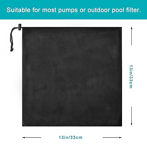 Hecaty Large Pump Barrier, Pond Pump Filter, Black Media Nylon Mesh Bag for Pond Swimming Pool Filters (Black) (13" x 13") - Image 3
