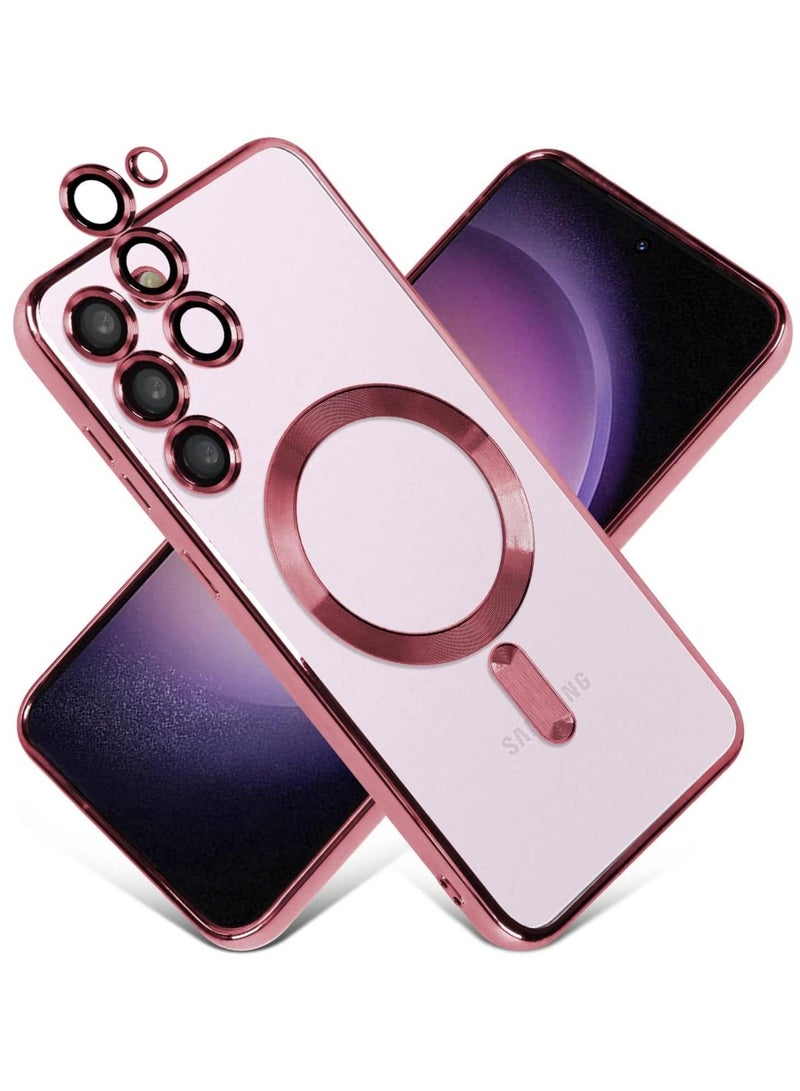 MIGOFAST Galaxy S24 Magnetic Case Compatible with MagSafe  Luxury Plating Design Galaxy S24 Case with Camera Lens Protector Soft TPU Bumper for Samsung Galaxy S24 Rose Pink - Image 1