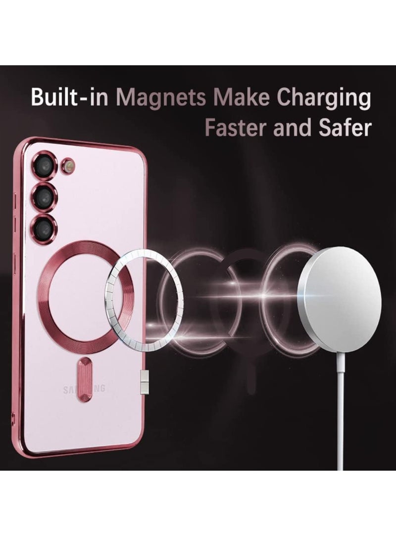 MIGOFAST Galaxy S24 Magnetic Case Compatible with MagSafe  Luxury Plating Design Galaxy S24 Case with Camera Lens Protector Soft TPU Bumper for Samsung Galaxy S24 Rose Pink - Image 2