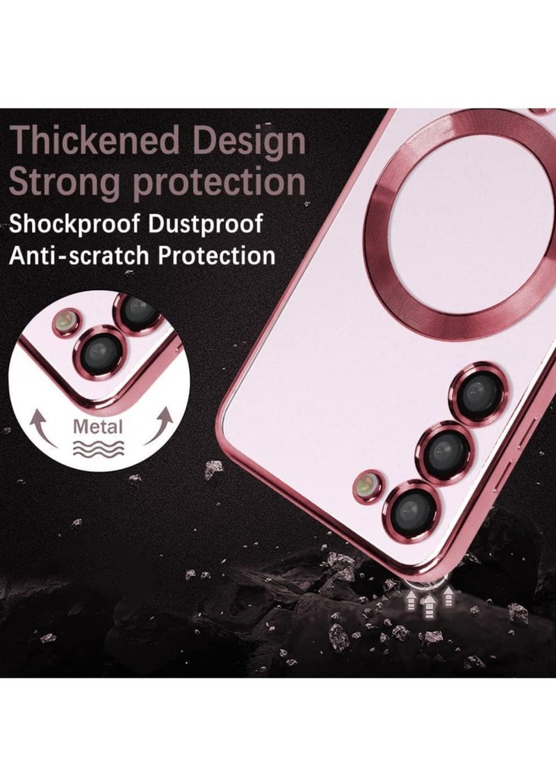 MIGOFAST Galaxy S24 Magnetic Case Compatible with MagSafe  Luxury Plating Design Galaxy S24 Case with Camera Lens Protector Soft TPU Bumper for Samsung Galaxy S24 Rose Pink - Image 5