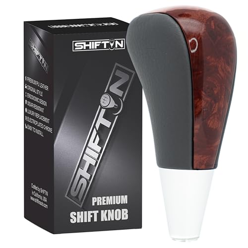 SHIFTIN Leather Wood Gear Shift Knob for Toyota Avalon Yaris 4Runner Land Cruiser Sienna Camry Solara Tacoma and Lexus ES300 ES330 GS300 GS400 GS430 SC300 SC400 Gray LeatherBirds Eye Walnut