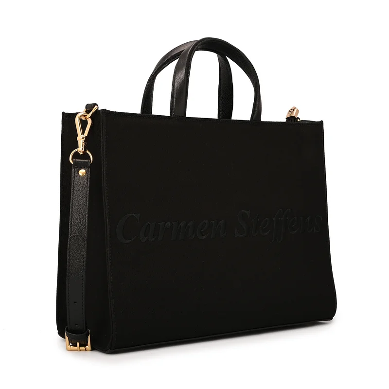 Carmen Steffens Black Embroidered Tote Bag Carmen Steffens