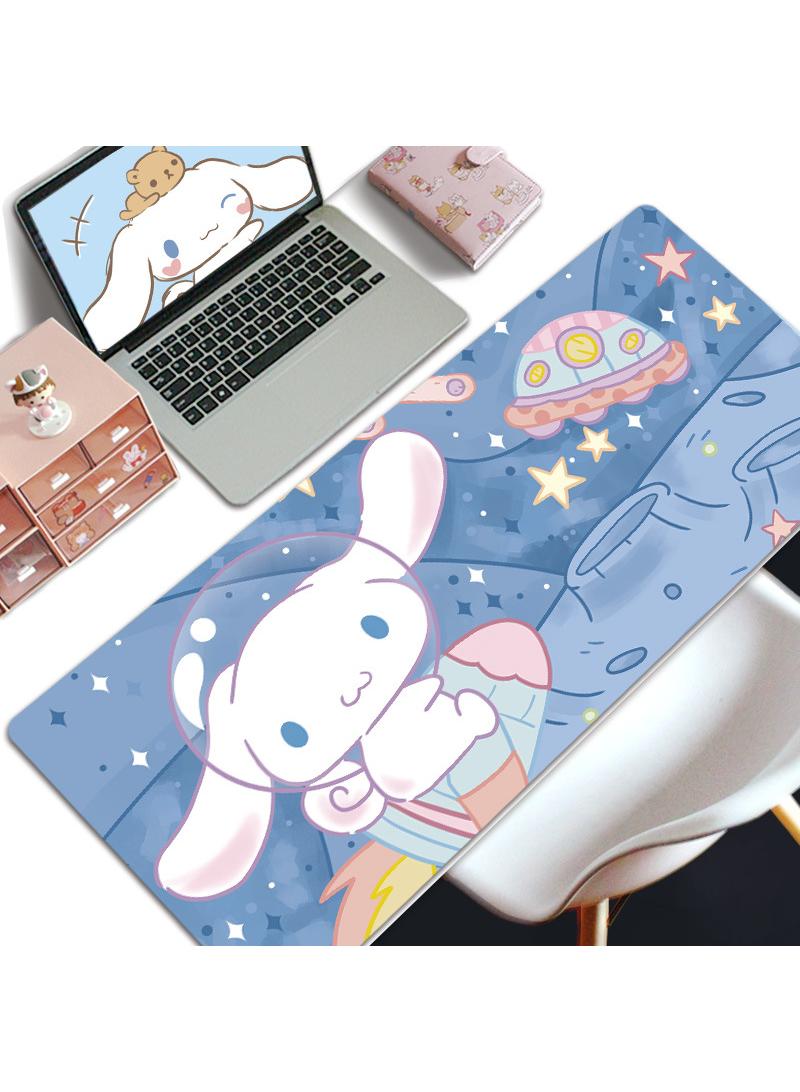 لوحة ماوس ألعاب Cinnamoroll ممتدة كبيرة الحجم وسادة مكتب ذات حواف مخيطة لوحة ماوس طويلة وقاعدة مطاطية غير قابلة للانزلاق وسادة ماوس 800 × 300 × 5 مم - Image 1