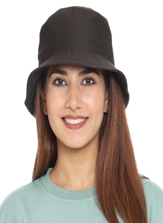 PrimeBox Unisex 100% Cotton Foldable Bucket Beach Sun Hat for Men Women Hat (Black Maroon) - Image 4